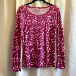 Aeropostale long sleeved cotton/poly pink/purple floral t shirt size M